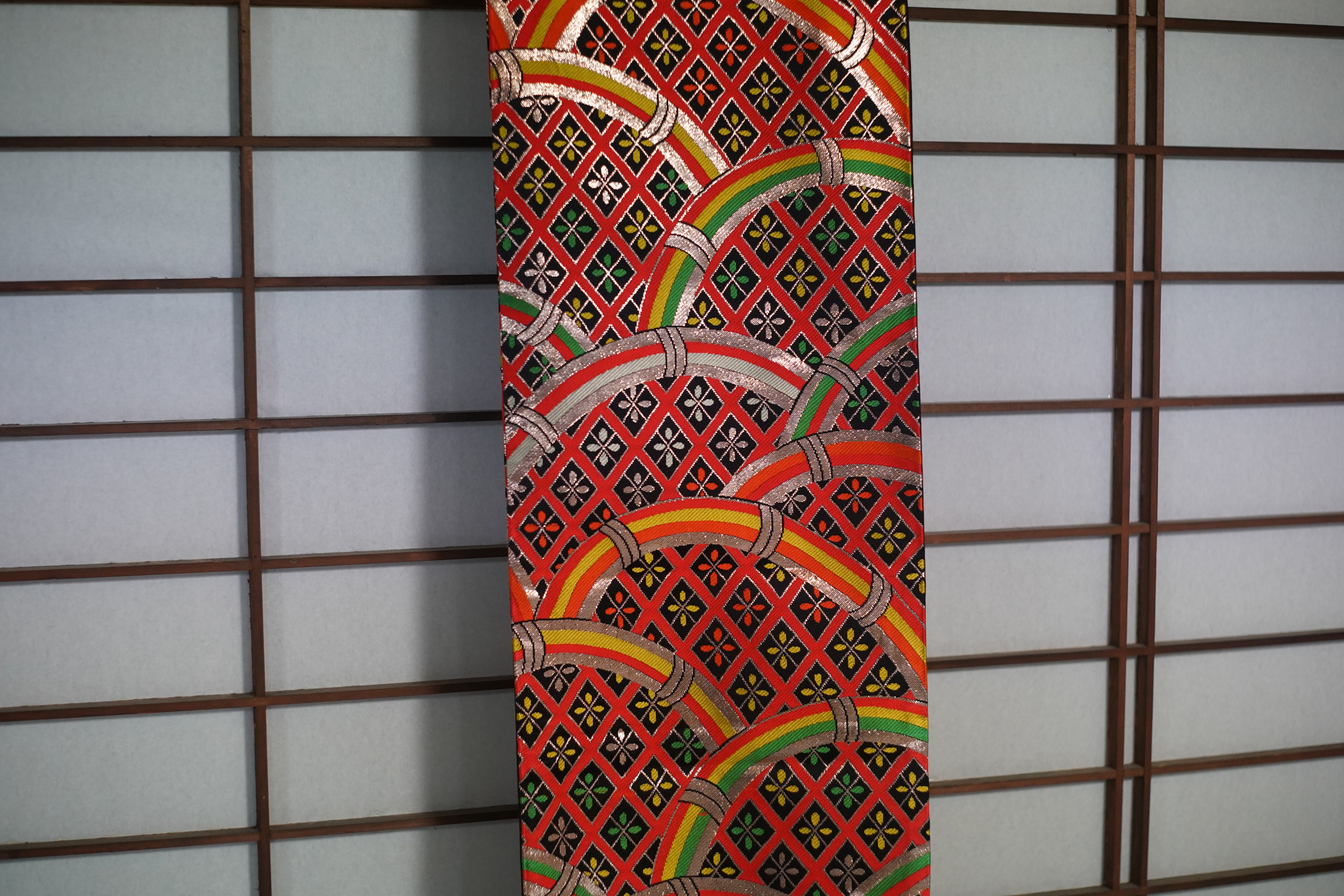 Gorgeous silk and silver woven Obi (Japanese belt for kimono)