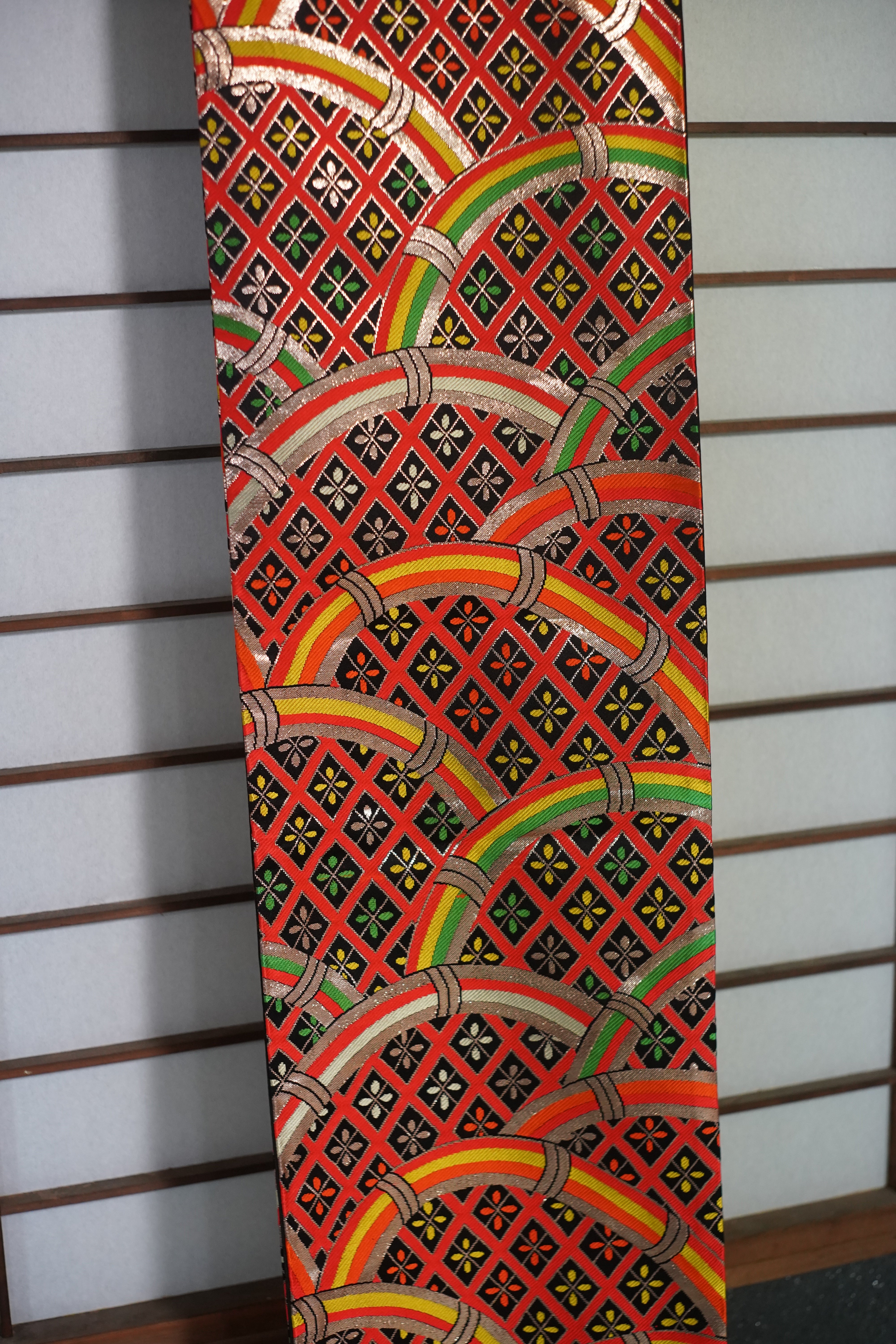 Gorgeous silk and silver woven Obi (Japanese belt for kimono)