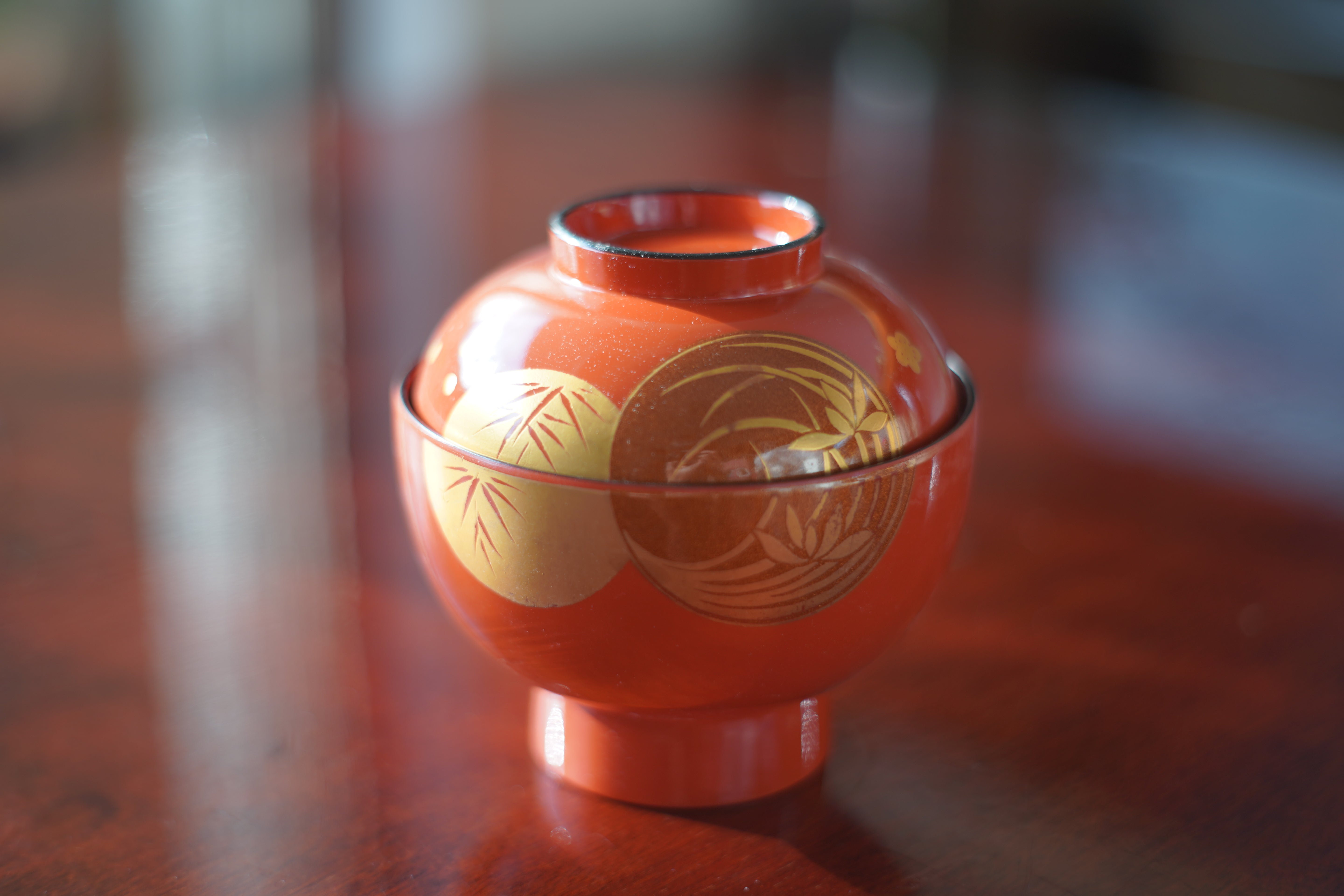 Vermilion Lacquer Soup Bowl and lid