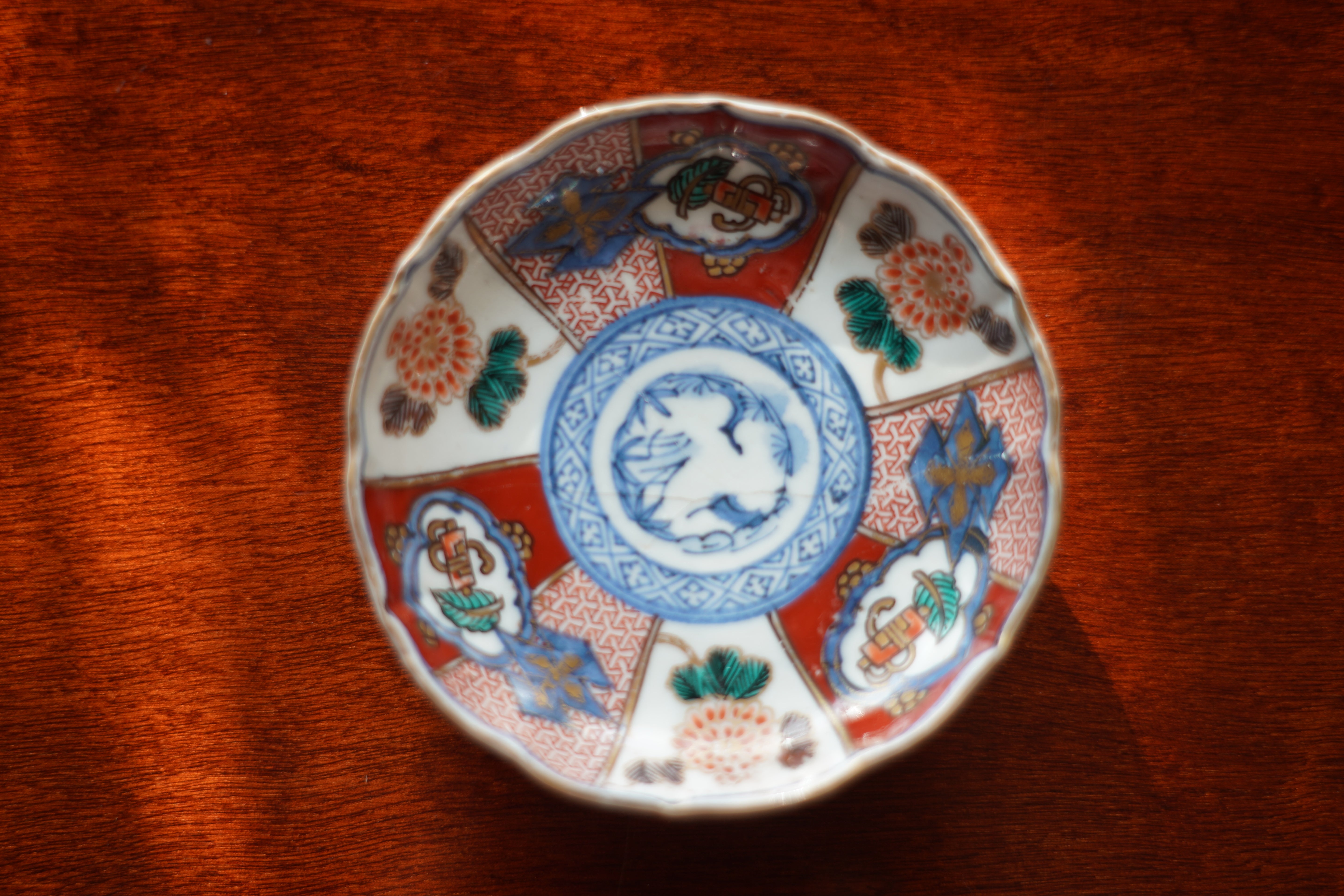200 years old Polychrome Porcelain Plate (Tsugi Repair)
