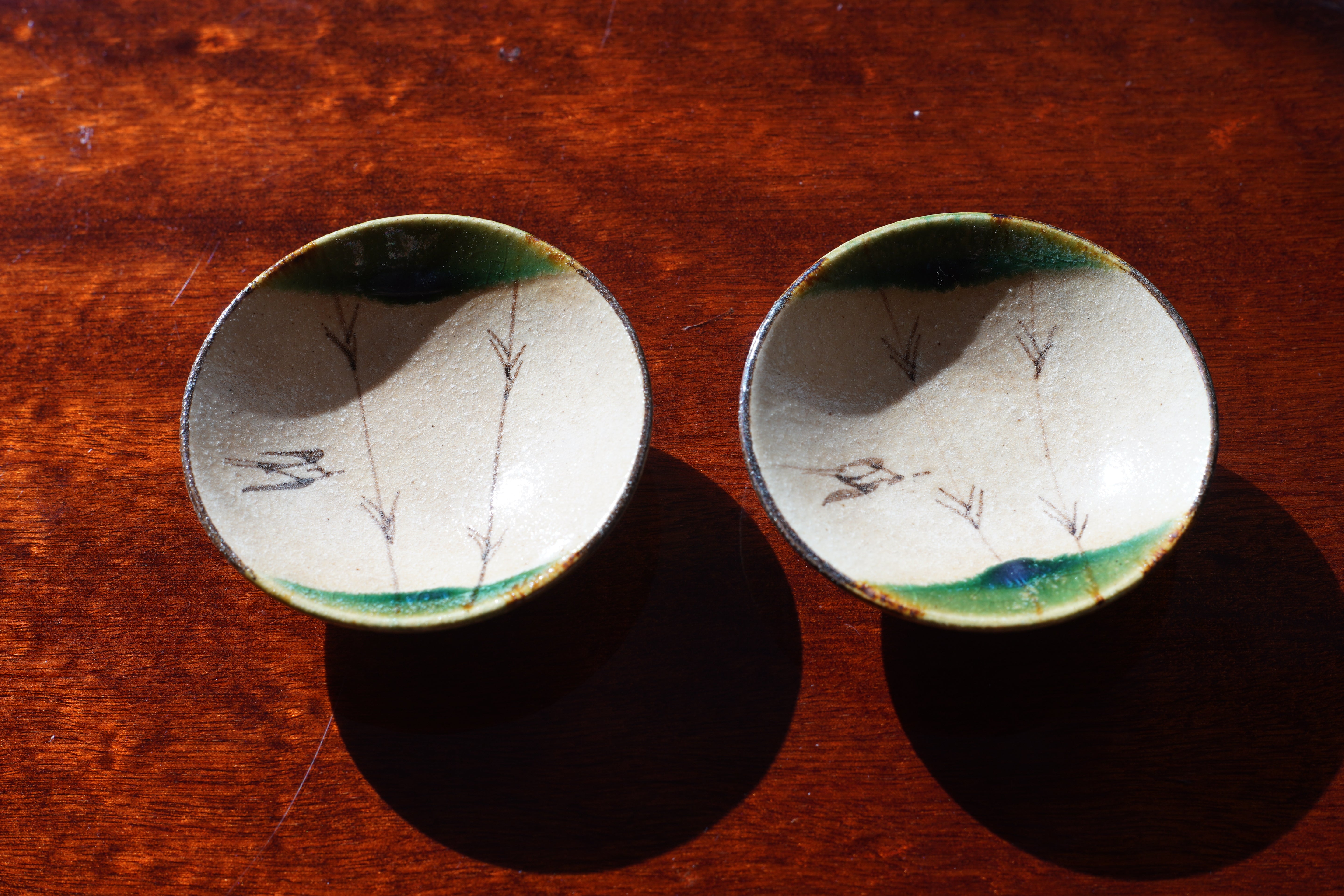 Oribe Autumn Grass-Motif Sweets Dish