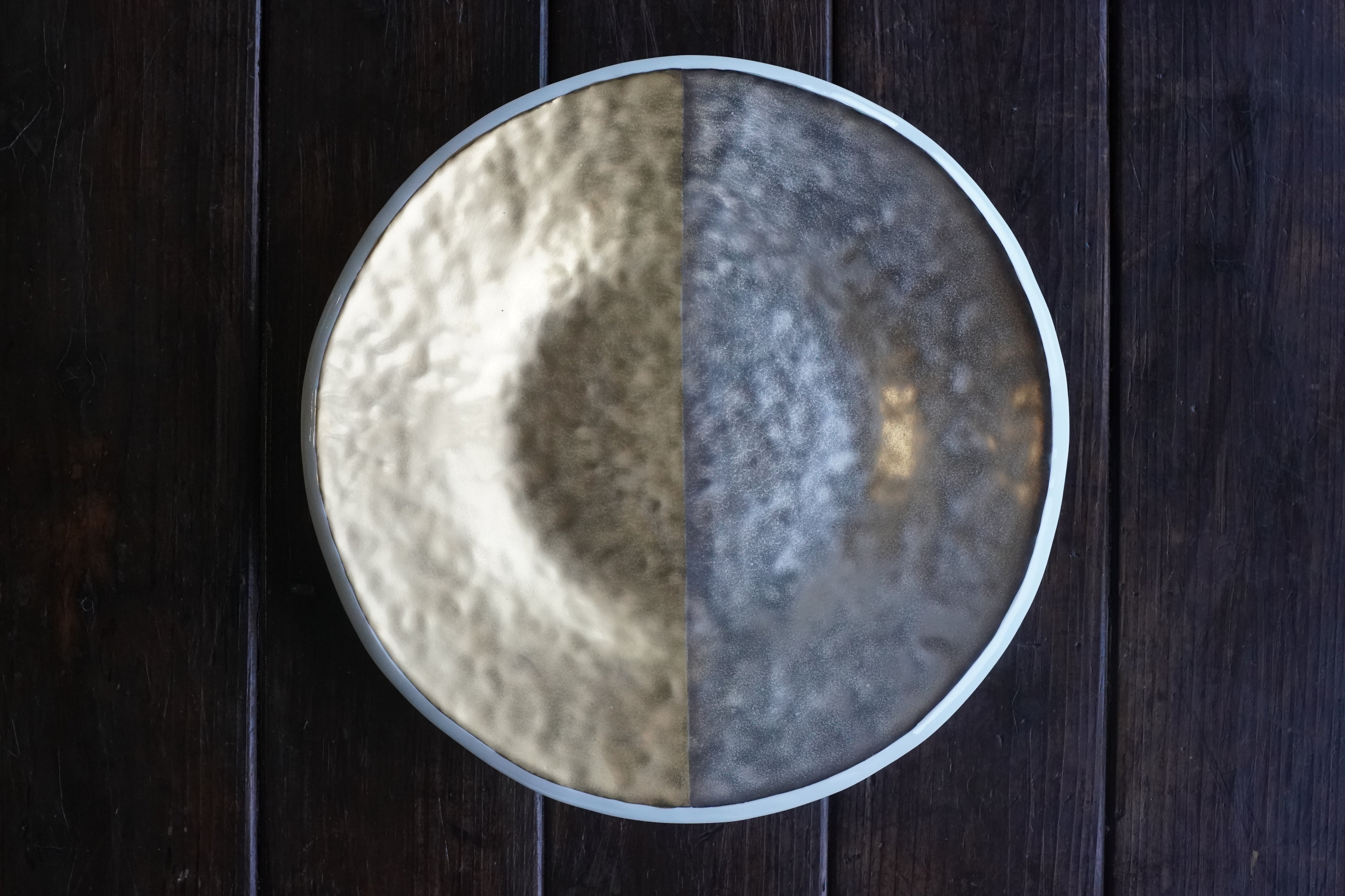 Sterling silver foil dinner plate — Tsuchime Inspired / Moon & Shadow —