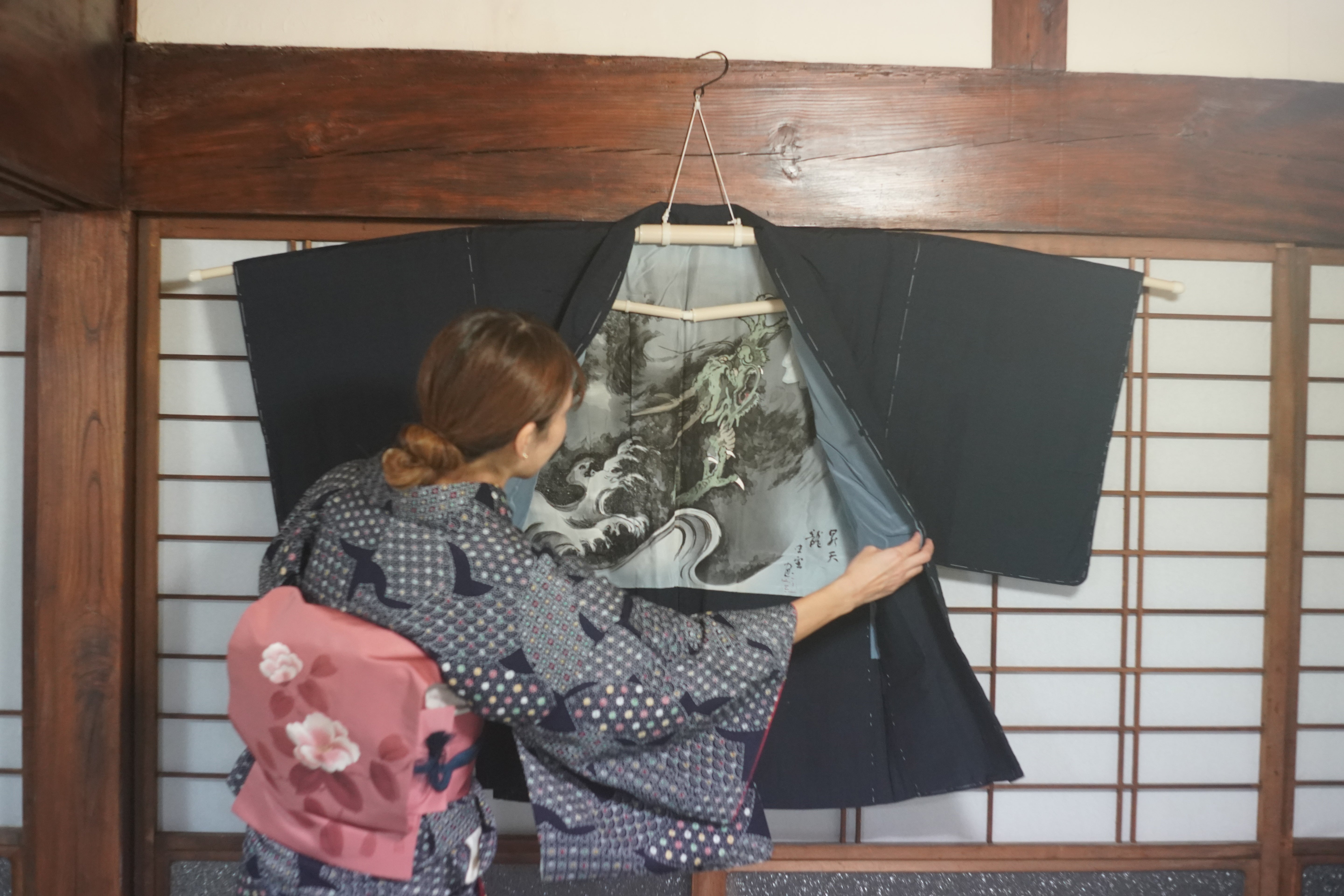 Dragon Kimono Jacket (haori) tsumugi weaven silk