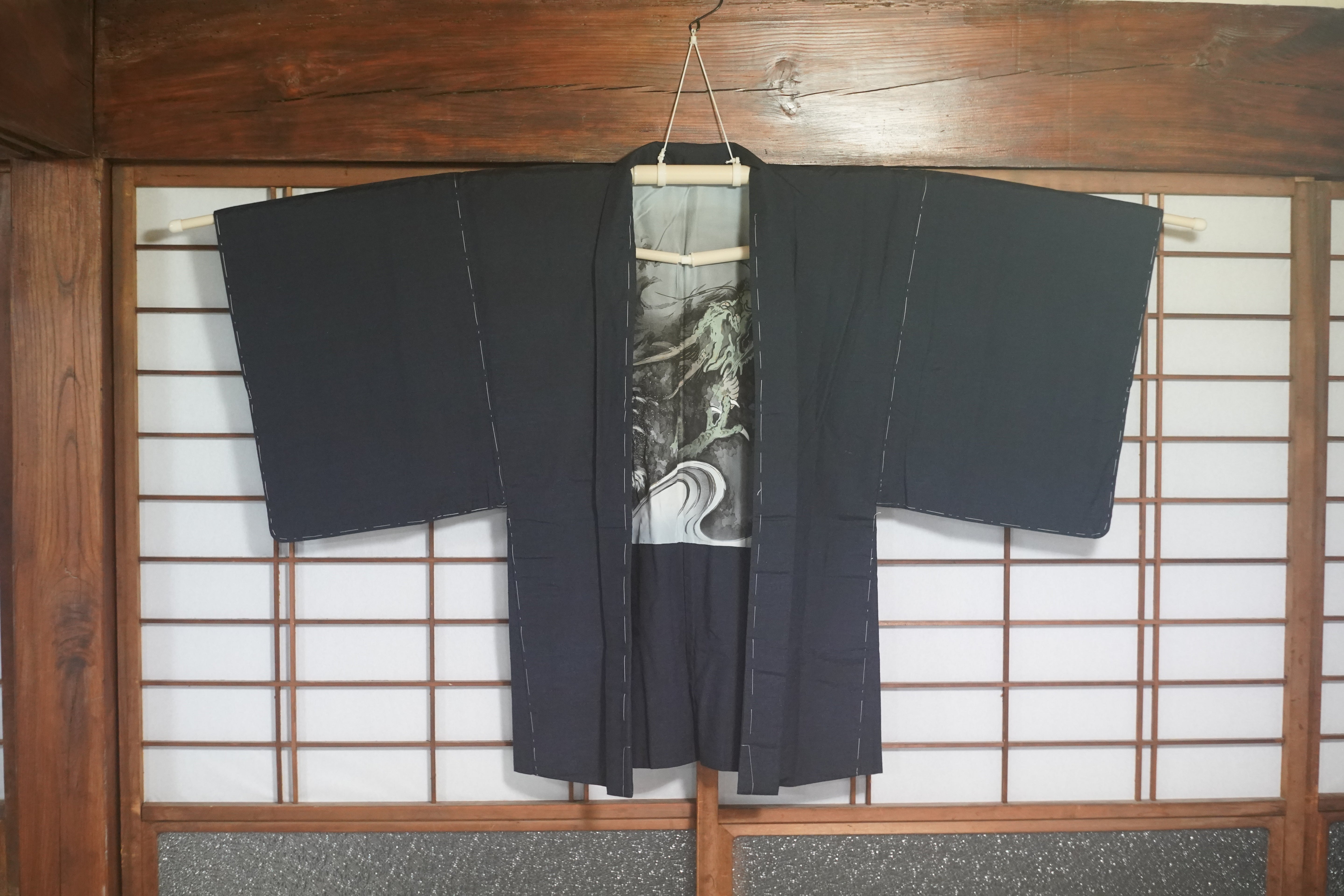 Dragon Kimono Jacket (haori) tsumugi weaven silk