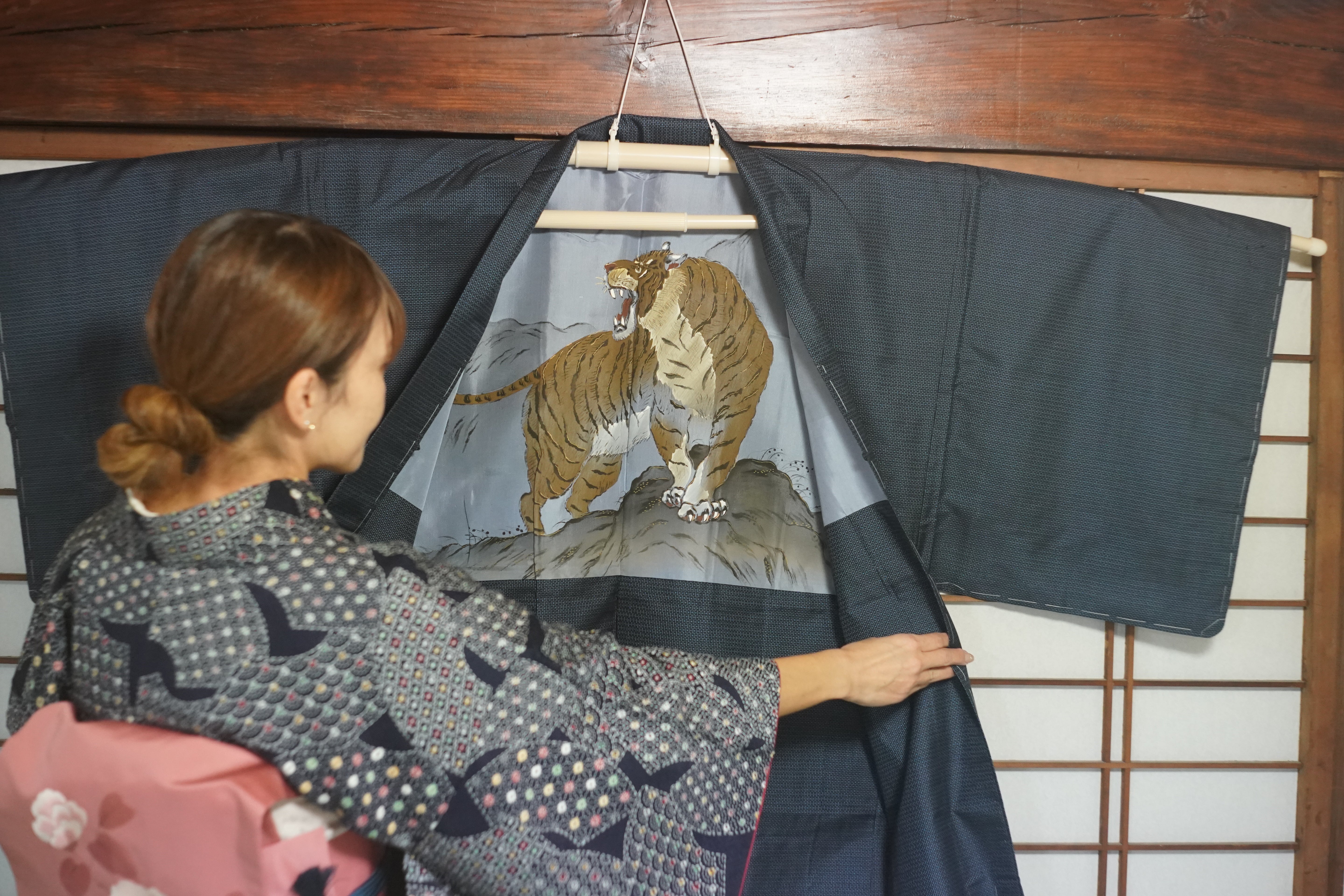 Tiger Kimono Jacket (Haori) — Oshima Tsumugi Woven Silk