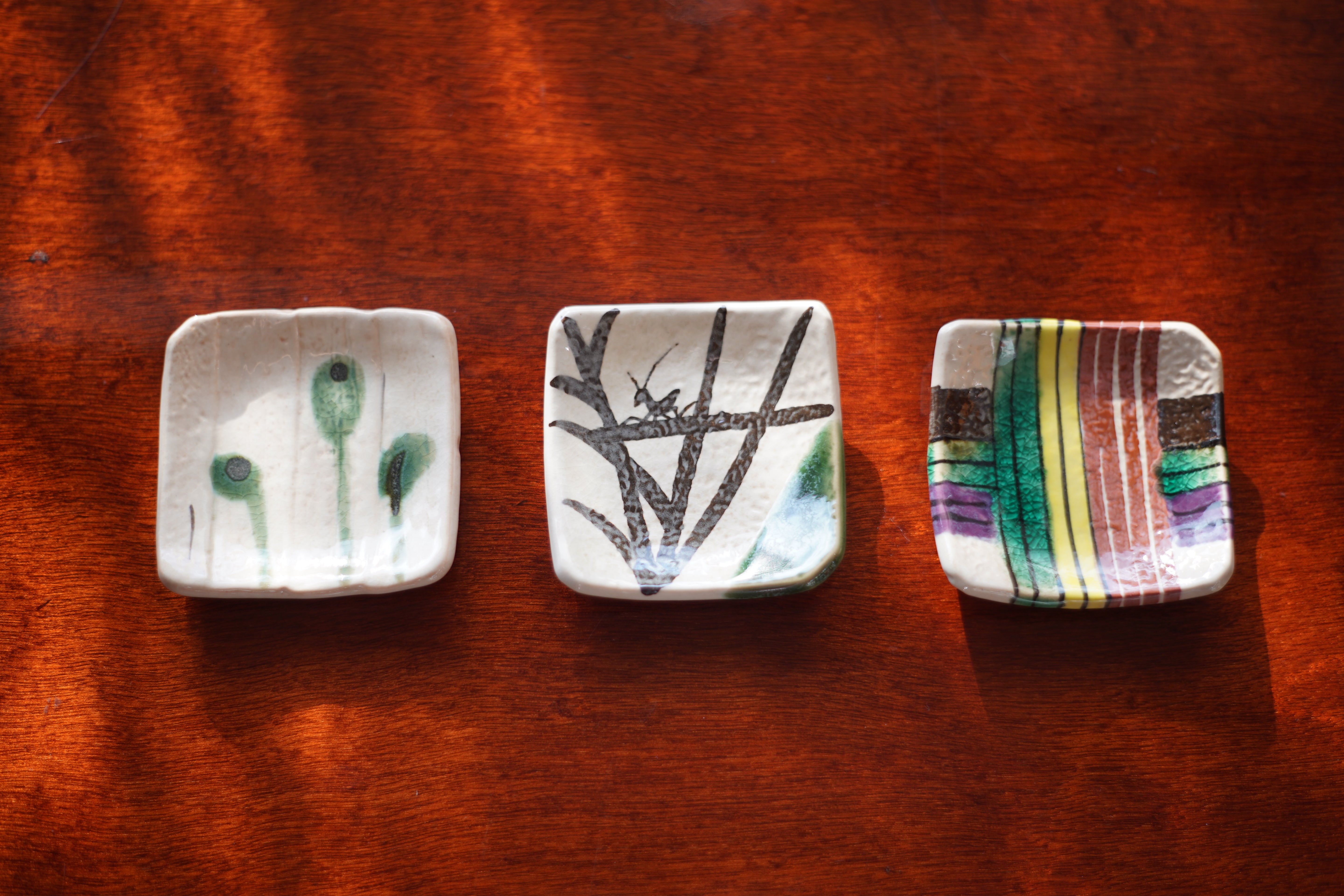 3 Hand-Painted Square Plates — Inspired by Kitaoji Rosanjin