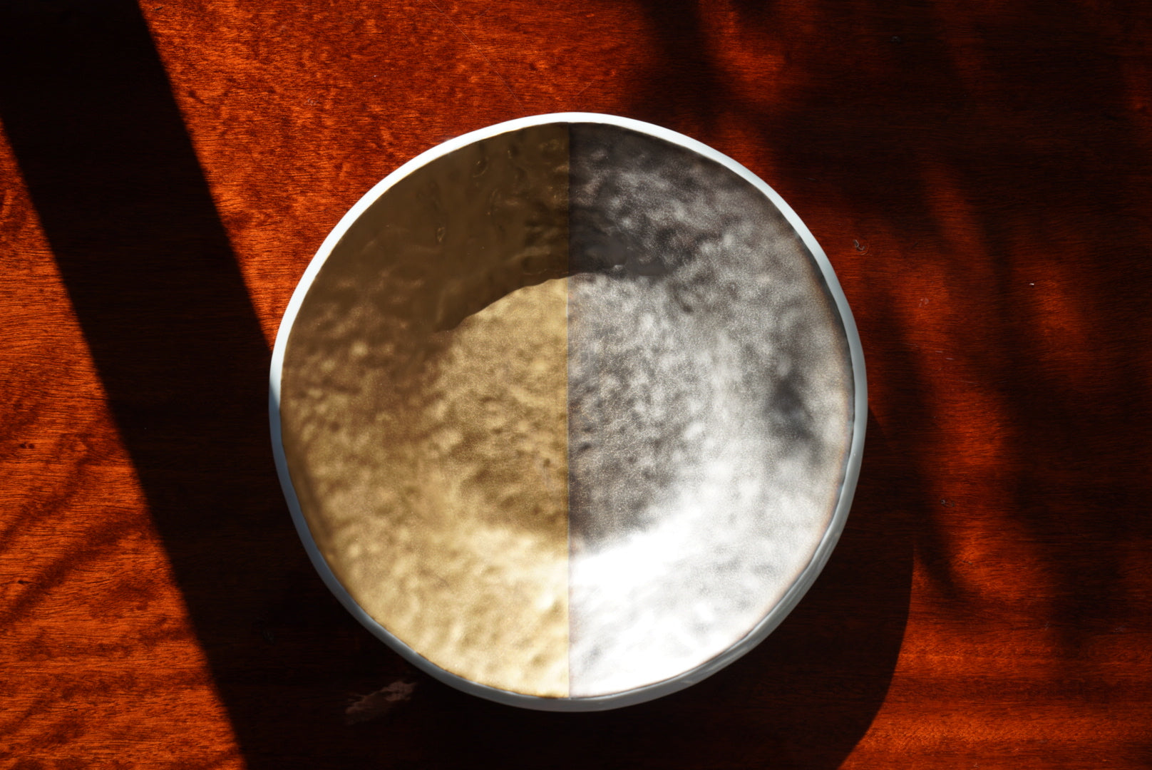 Sterling silver foil dinner plate — Tsuchime Inspired / Moon & Shadow —