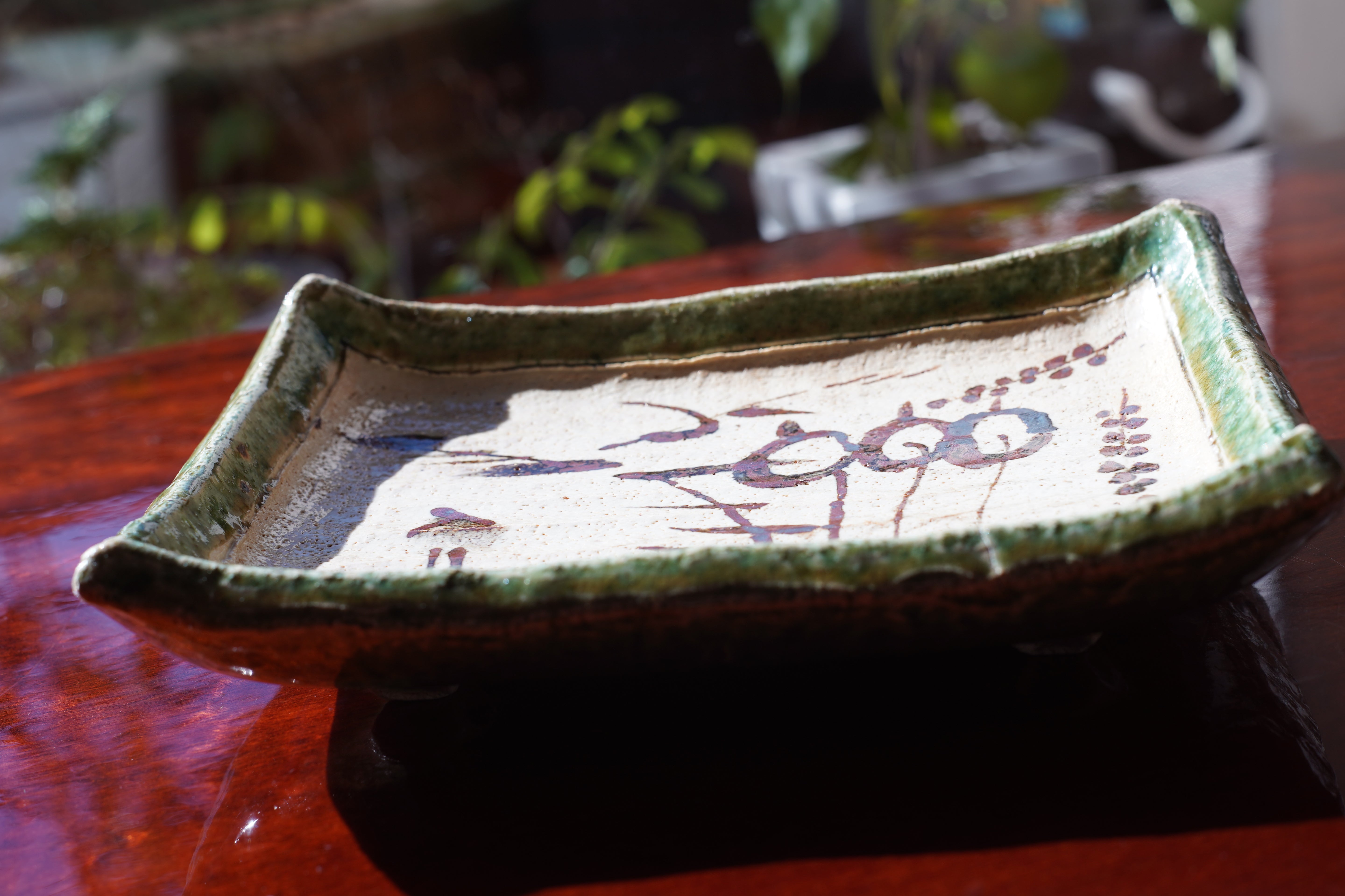 Oribe Dish — Emerald Green & Playful Dango Motif